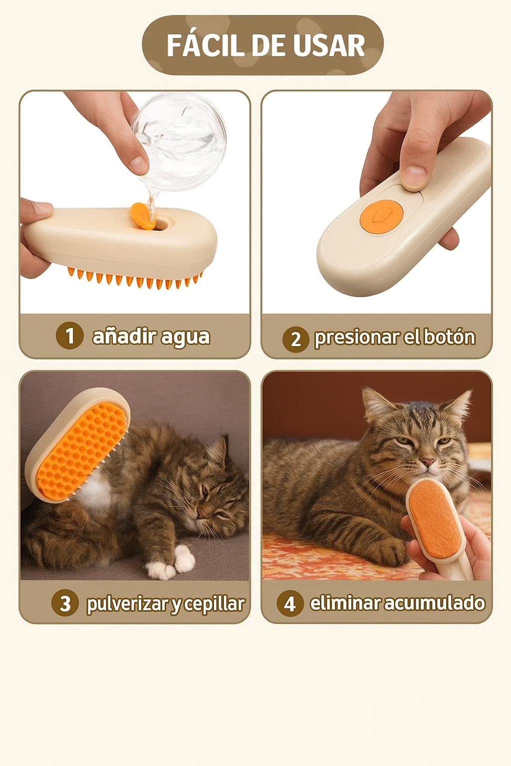 Peludito Clean - Cepillo 3 en 1